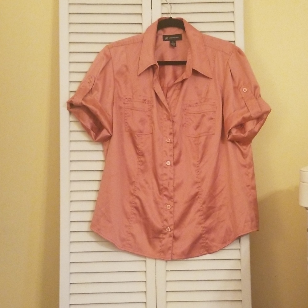 Inc. Women's Satin Like Blouse, Button up
